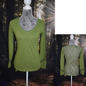 Lace Back Long Sleeve Shirt